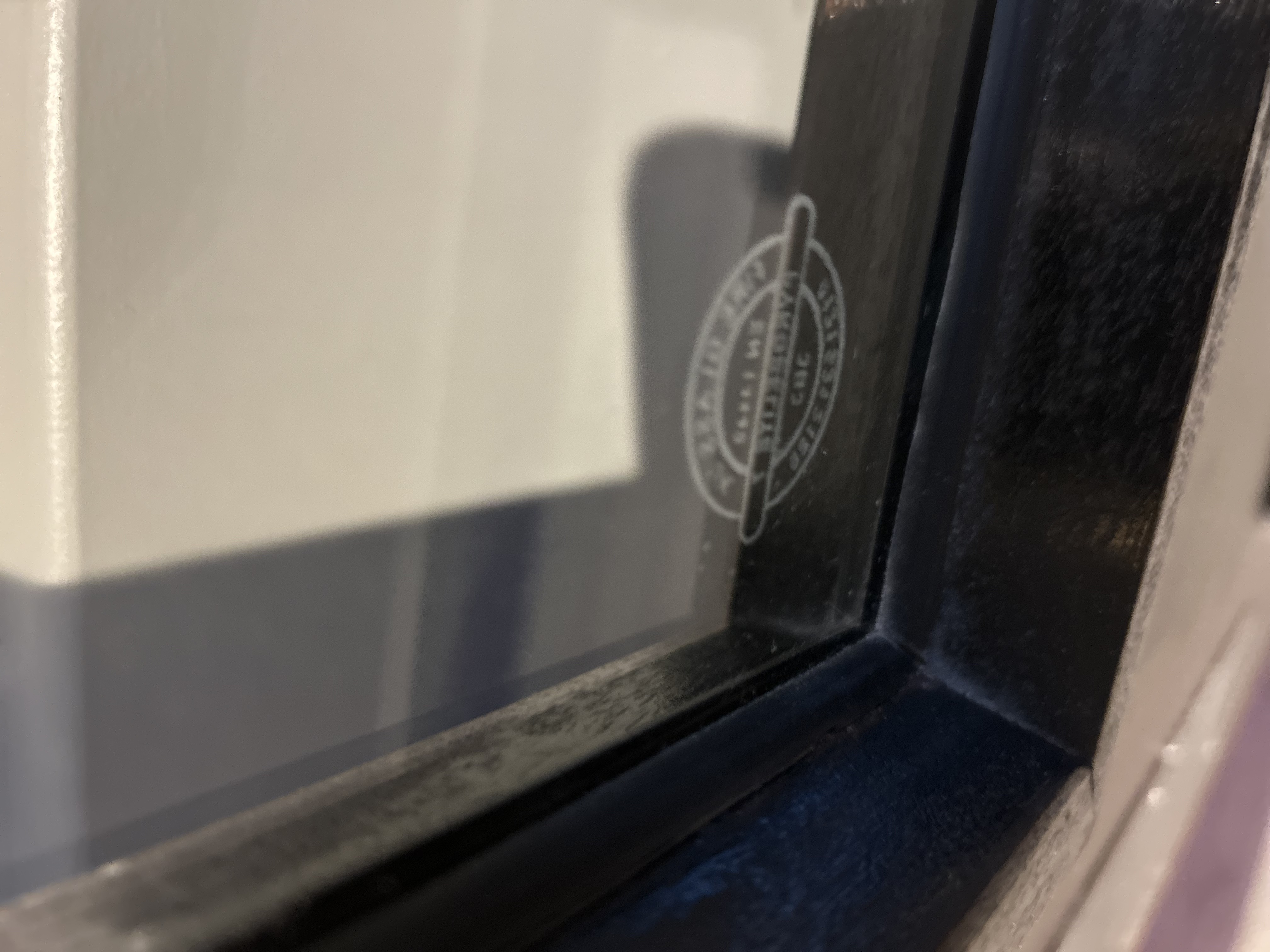 Fire rated glazing with Pyroglass stamp